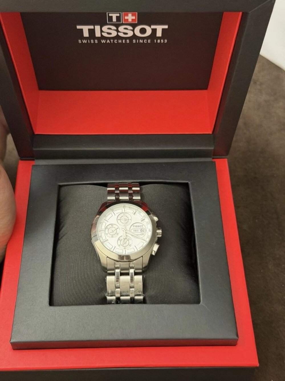 Tissot 1853 Quartz Chronograph Tachymeter Date Sapphire Silver Dial Box